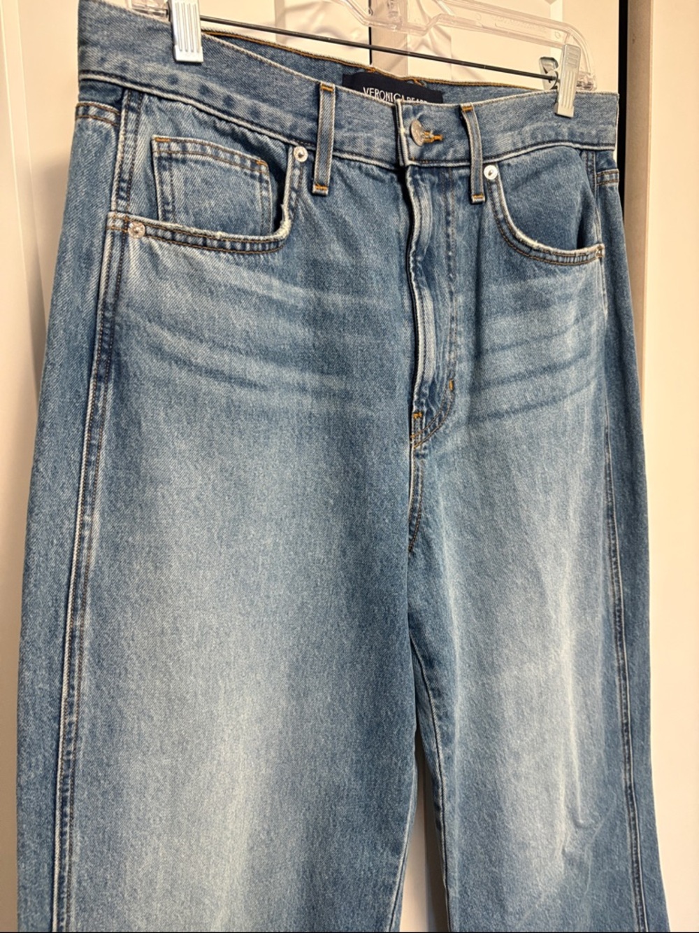 NWT [Veronica Beard] Taylor Cropped High-Rise Wide-Leg Denim Jeans Women’s 30 - Picture 7 of 13